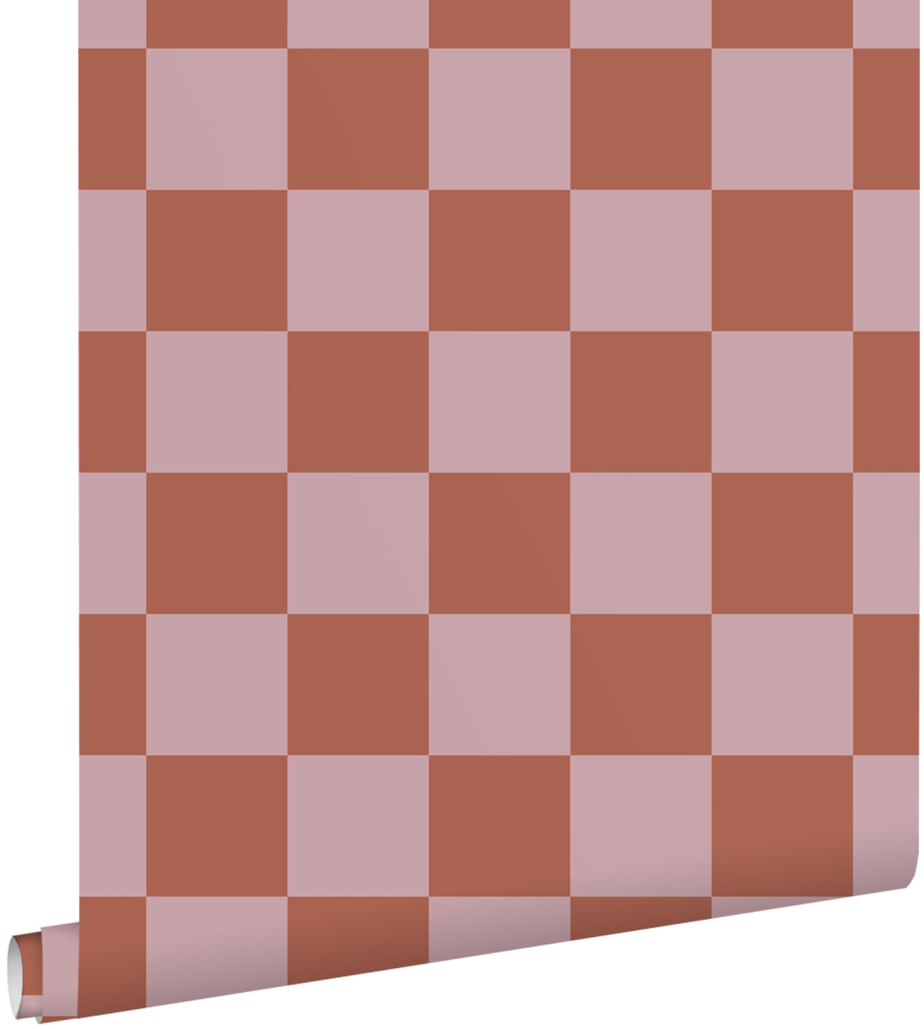 ESTAhome behang geblokt motief terracotta en oudroze - 53 cm x 10.05 m