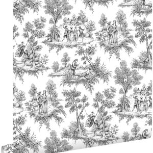 ESTAhome behang toile de jouy print zwart – 53 cm x 10.05 m – 136820 ESTAhome behang toile de jouy print zwart – 53 cm x 10.05 m – 136820