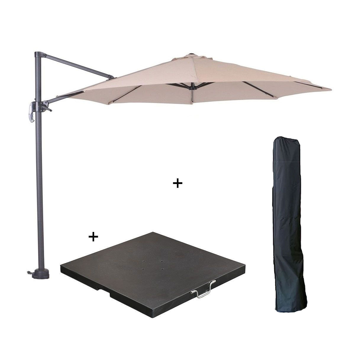 Garden Impressions zweefparasol Hawaii S ecru Ø300 cm incl 60 kg voet