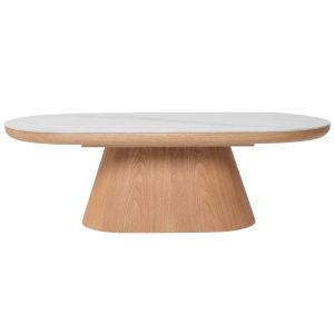 Giga Meubel Salontafel Alba – Ovaal Naturel Hout/Keramisch – 120x60x38