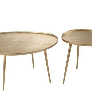 J-Line bijzettafel Vinta – aluminium – goud – set van 2
