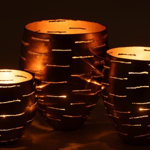 J-Line windlicht – metaal – goud – 3 stuks