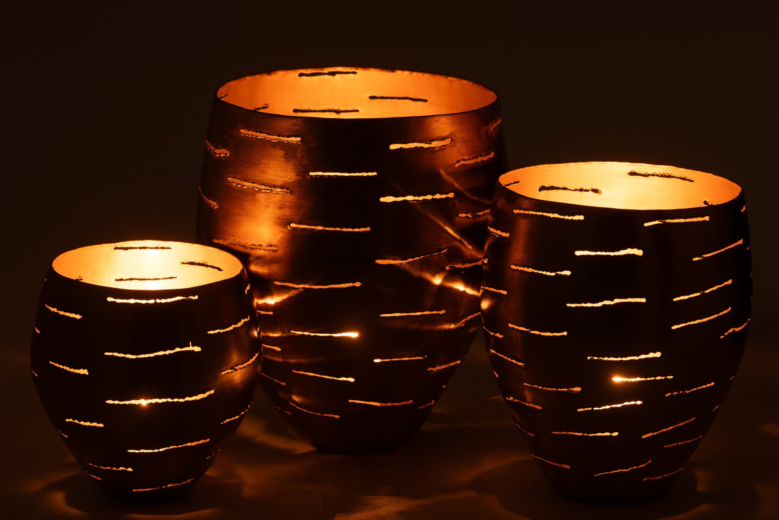 J-Line windlicht - metaal - goud - 3 stuks