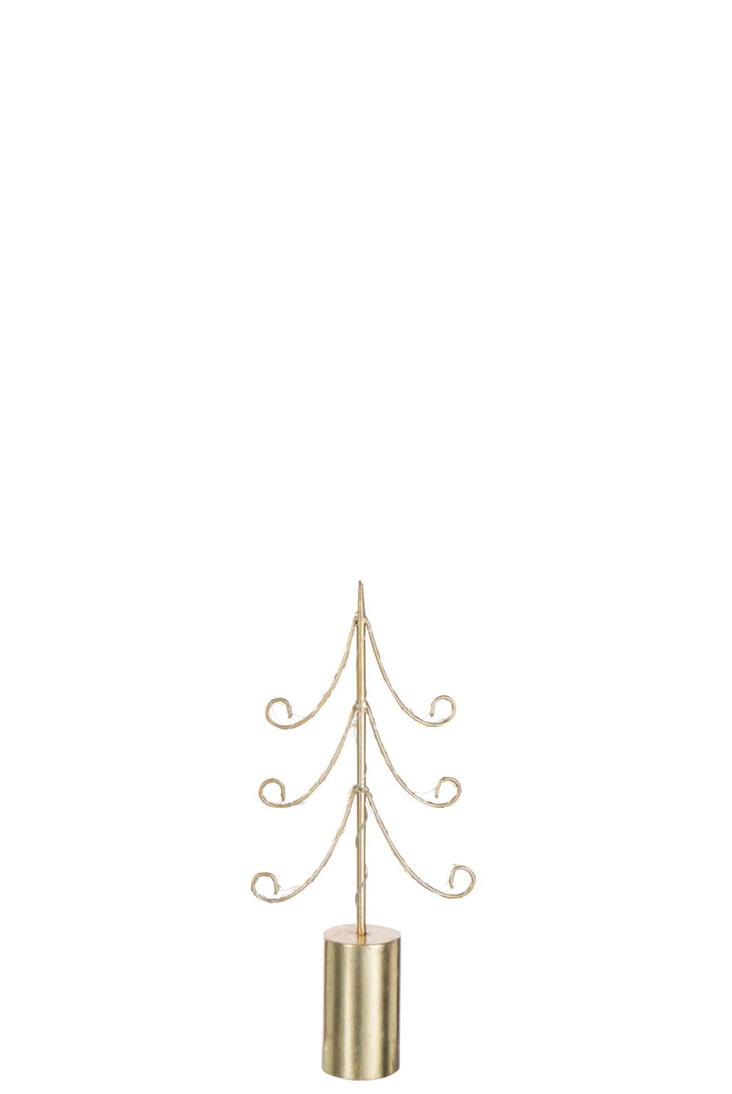 J-Line decoratie Boom - ijzer - goud - small - LED lichtjes