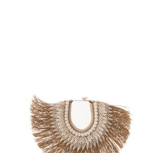 J-Line decoratie Ketting + Staander Dora – schelpen/hout – wit – small