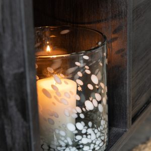 J-Line windlicht Spikkel – glas – grijs/wit – medium J-Line windlicht Spikkel – glas – grijs/wit – medium