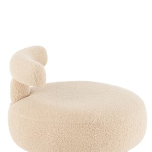 J-Line kruk Rond met Rugleuning Bouclé – textiel – beige J-Line kruk Rond met Rugleuning Bouclé – textiel – beige