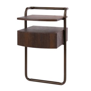 Giga Living Nachtkastje Bend – Donkerbruin Hout – 40x35x65cm