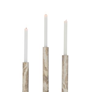 J-Line kaarshouder Marmer – steen – beige – set van 3