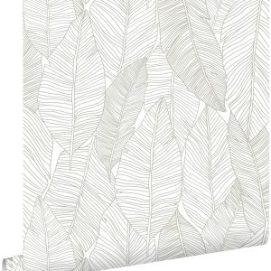 ESTAhome behang getekende bladeren warm grijs – 53 cm x 10.05 m – 1390 ESTAhome behang getekende bladeren warm grijs – 53 cm x 10.05 m – 1390