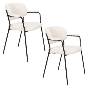 Housecraft Living Jolien Eetkamerstoelen Armleuning Zwart/Bouclé – Set Housecraft Living Jolien Eetkamerstoelen Armleuning Zwart/Bouclé – Set