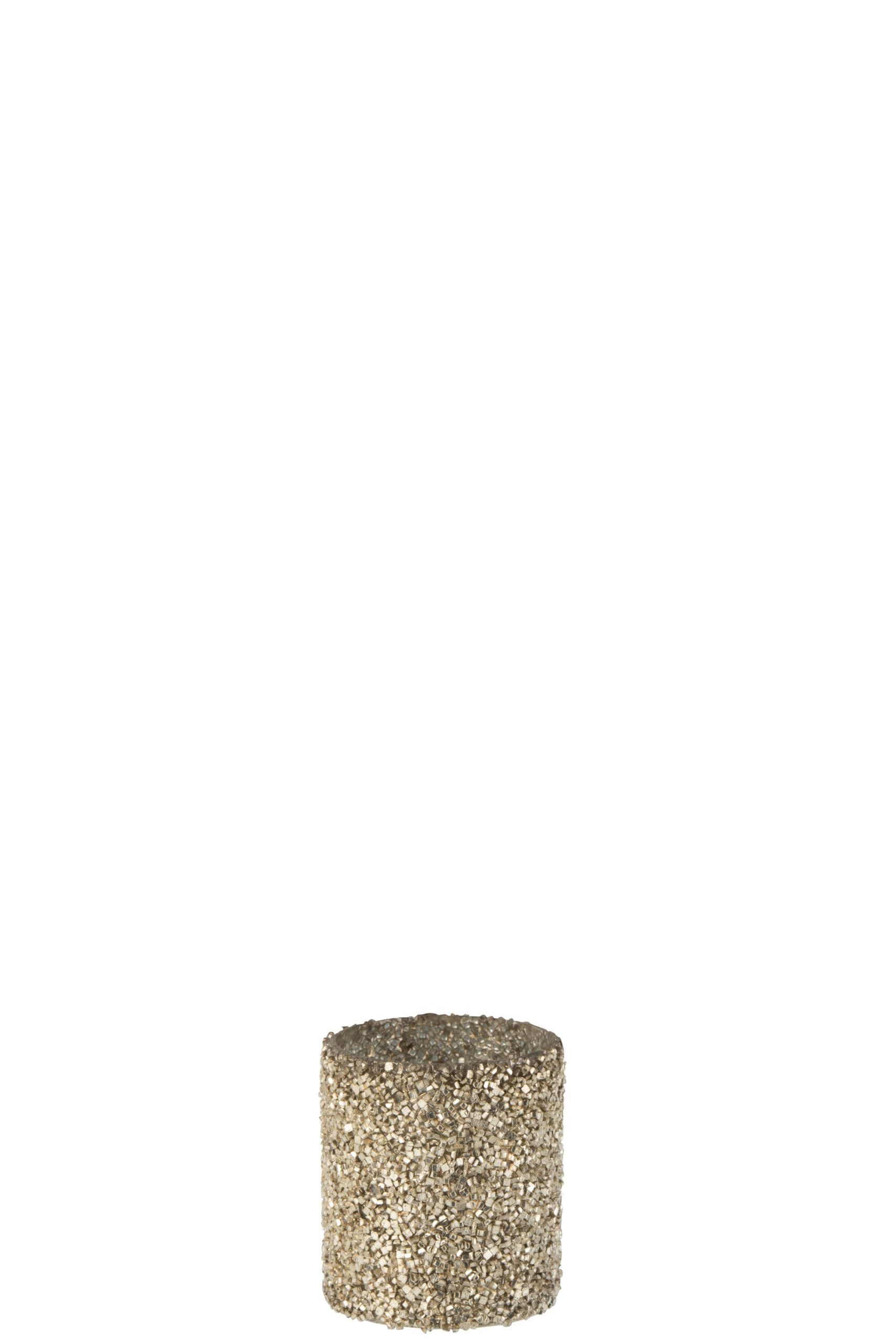 J-Line kaarshouder Cilinder Parel - glas - goud - 2 stuks
