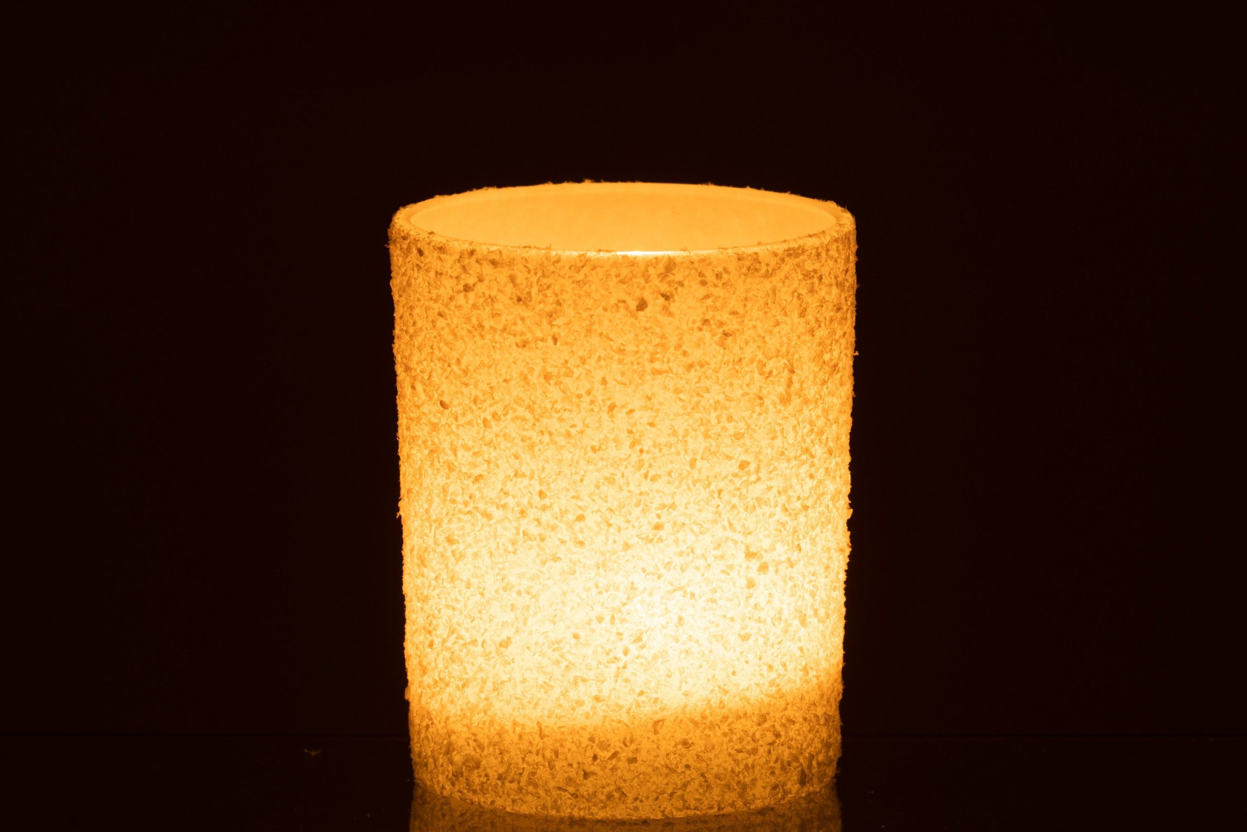 J-Line windlicht Besneeuwd - glas - wit - large