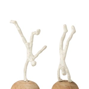 J-Line decoratie Figuur Op Handen – polyresin/hout – naturel/wit – 2 s J-Line decoratie Figuur Op Handen – polyresin/hout – naturel/wit – 2 s