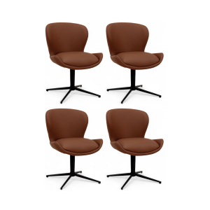 Furnhouse eetkamerstoel Nicklas – Donkerbruin – Leer – Set van 4