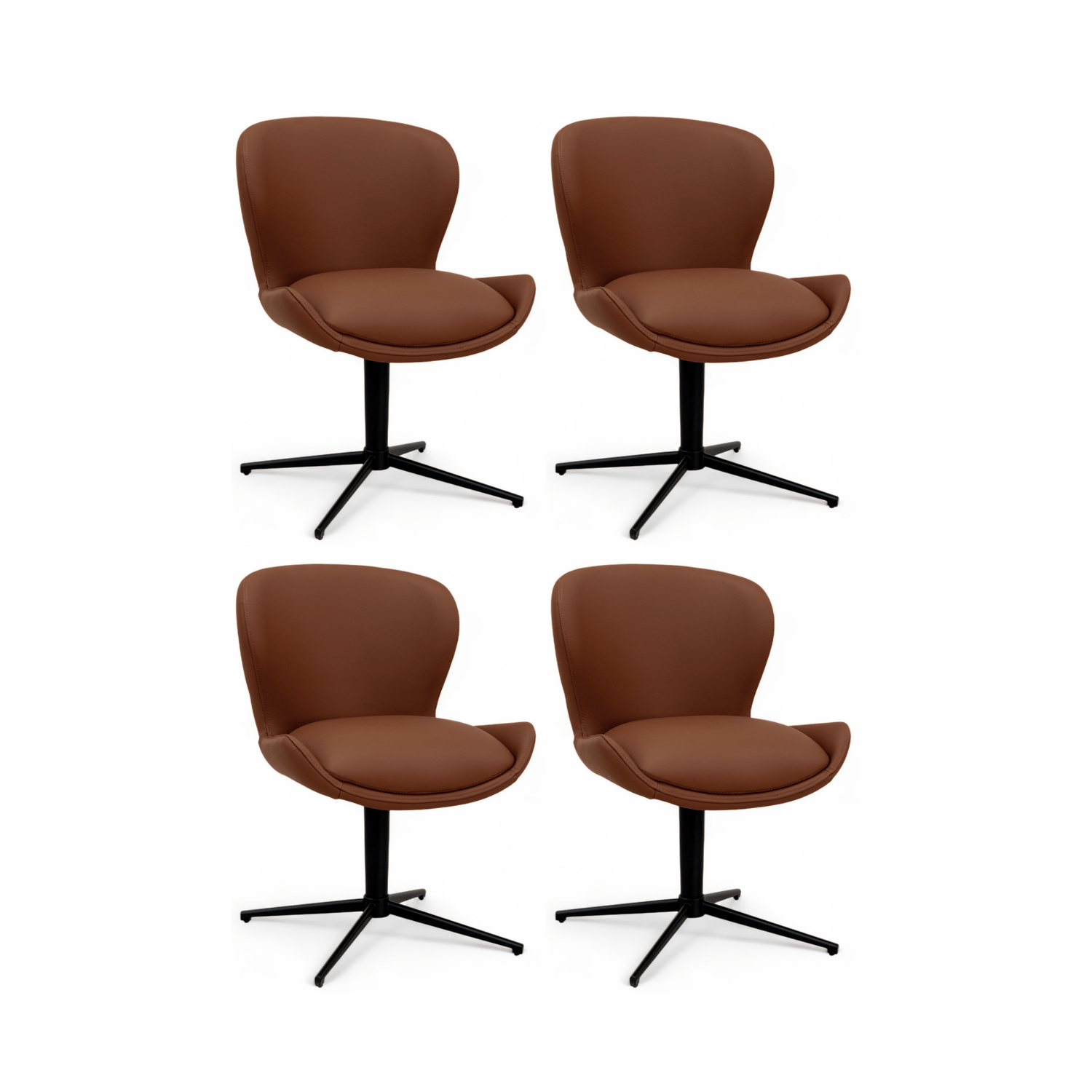 Furnhouse eetkamerstoel Nicklas - Donkerbruin - Leer - Set van 4