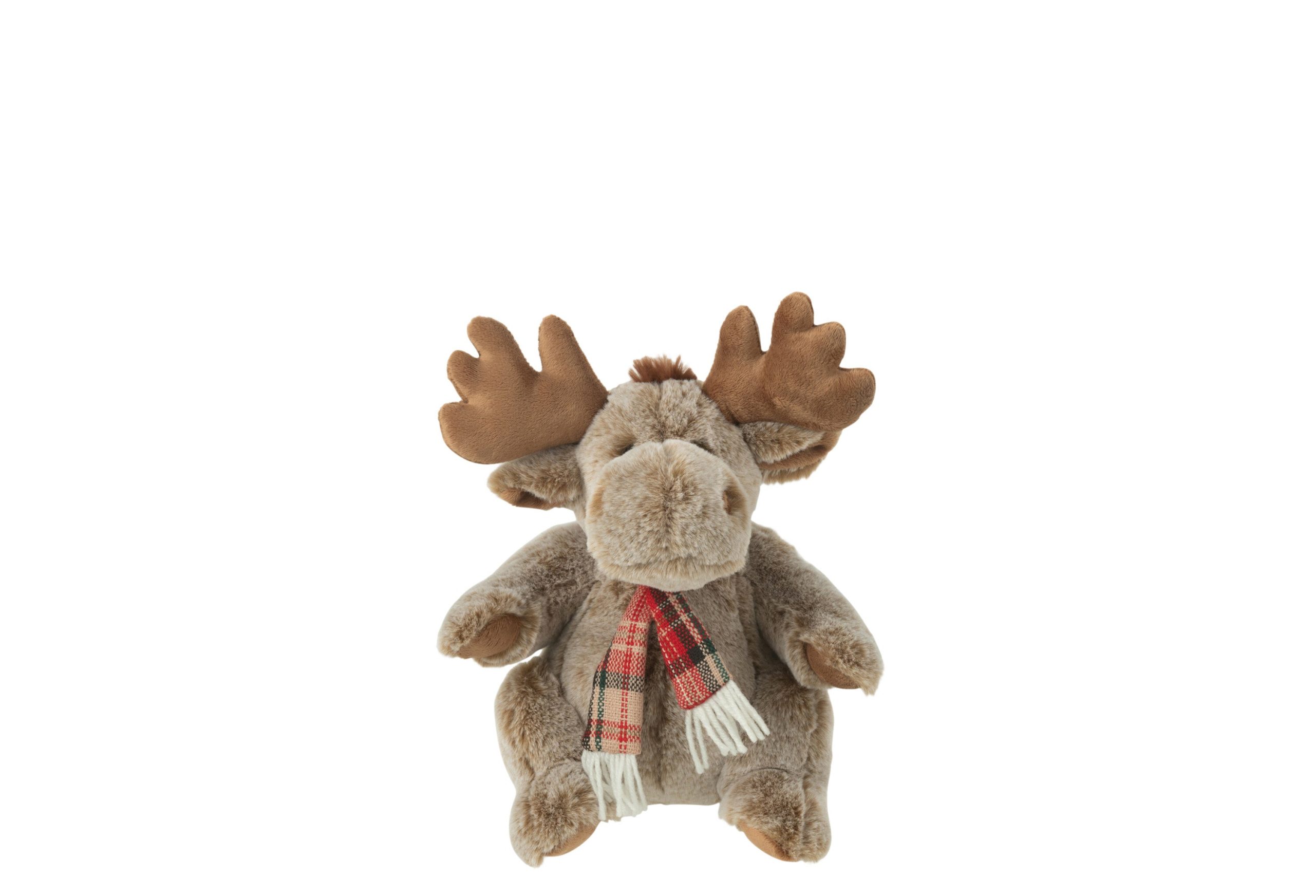 J-Line knuffel Rendier + Sjaal - polyester - bruin - small