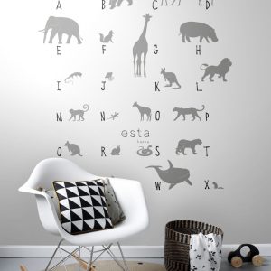 ESTAhome fotobehang dieren ABC grijs – 150 x 279 cm – 158923