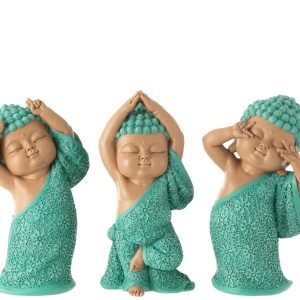 J-Line figuur Monnik Grappig – polyresin – azuur – 3 stuks