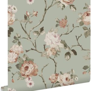 ESTAhome behang vintage bloemen vergrijsd mintgroen en zacht roze – 53 ESTAhome behang vintage bloemen vergrijsd mintgroen en zacht roze – 53
