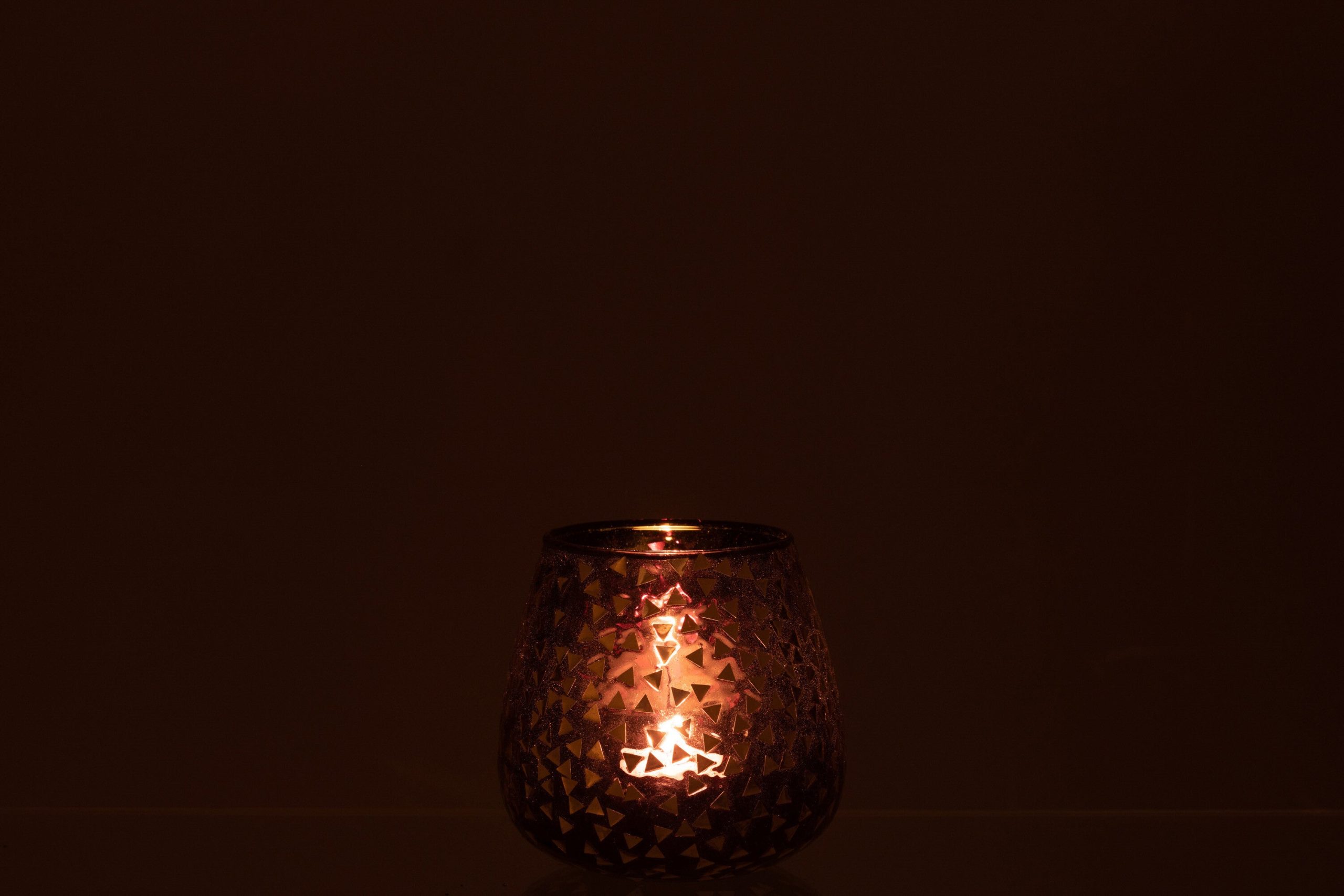 J-Line windlicht Driehoek - glas - zwart/goud - large