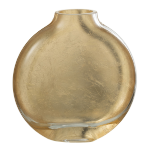 J-Line vaas Miki – glas – transparant/goud – small – 15.5 cm hoog