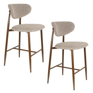 Housecraft Living Noor Barkrukken rugleuning 66 cm Taupe – Set van 2