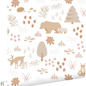 ESTAhome behang bos met bosdieren wit en beige – 53 cm x 10.05 m – 139 ESTAhome behang bos met bosdieren wit en beige – 53 cm x 10.05 m – 139