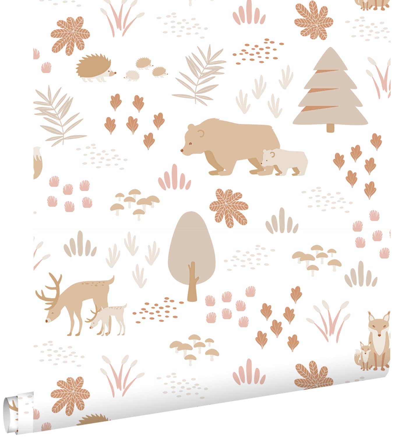 ESTAhome behang bos met bosdieren wit en beige - 53 cm x 10.05 m - 139