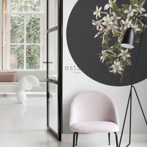 ESTAhome zelfklevende behangcirkel bloesemtak licht roze en zwart – Ø ESTAhome zelfklevende behangcirkel bloesemtak licht roze en zwart – Ø