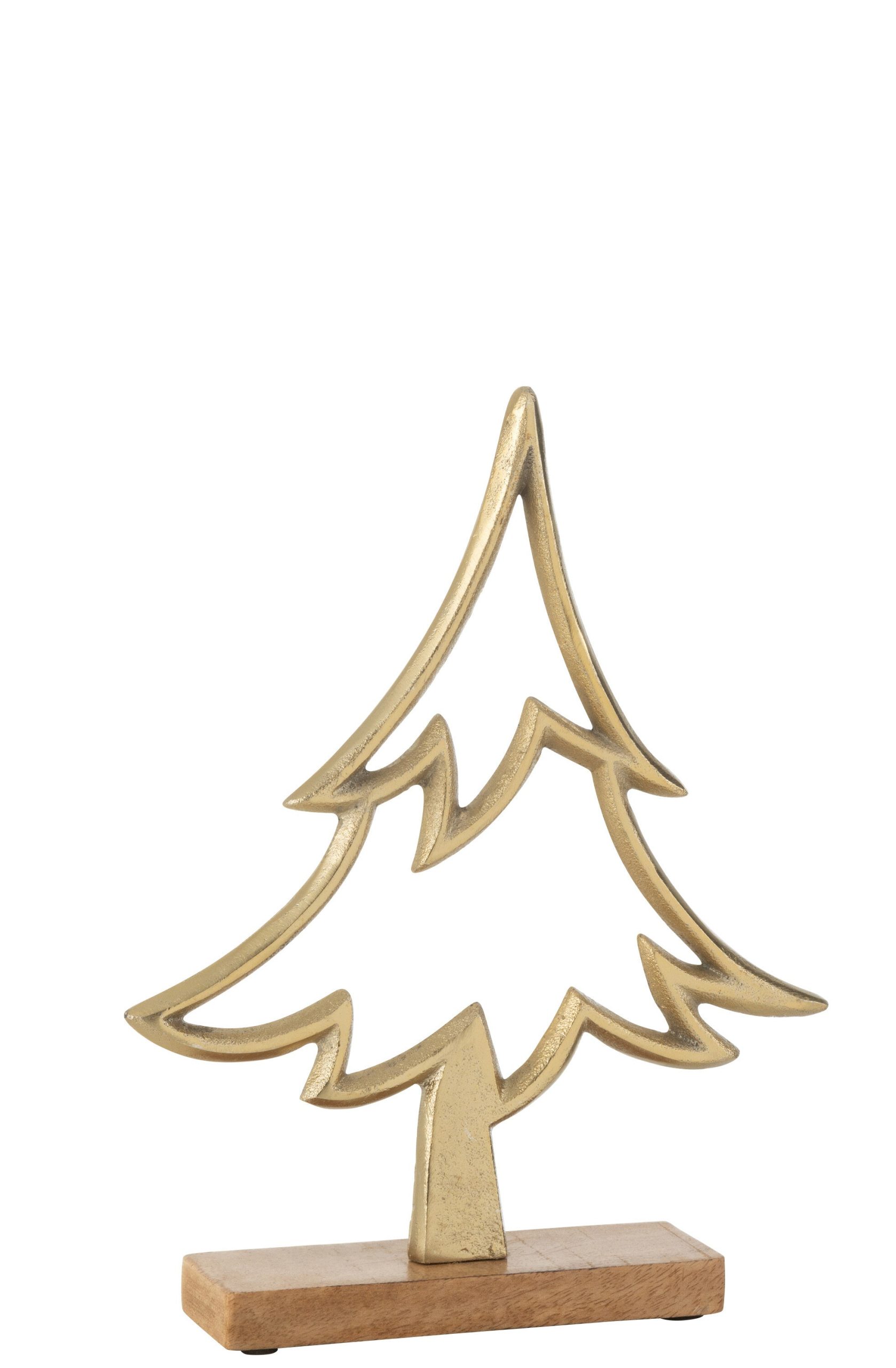 J-Line decoratie Denneboom Op Voet - aluminium/hout - goud - large