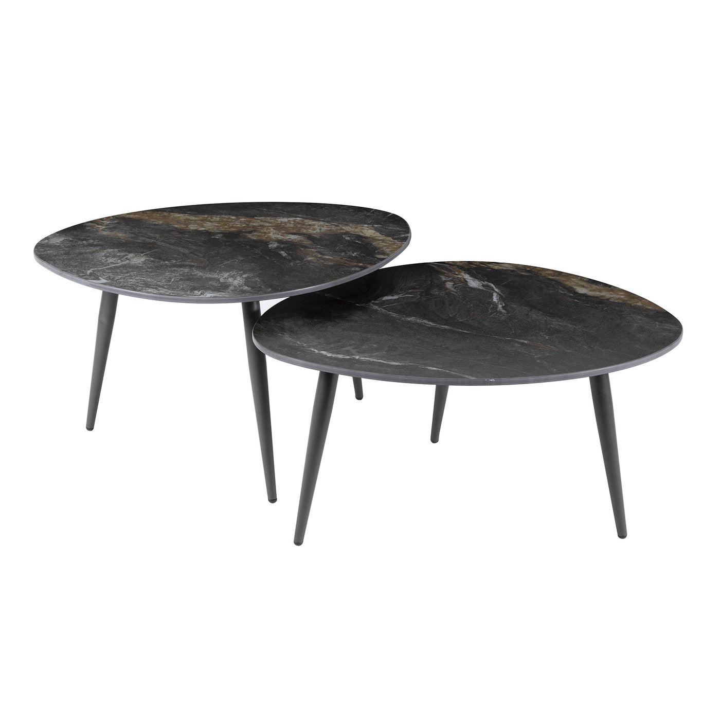 Giga Meubel Salontafel Fossil - Zwart Keramiek - Set van 2 - 70x58x40c