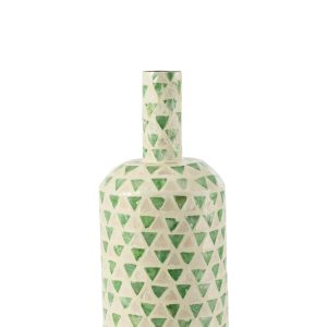 J-Line vaas Nuye Druppel – schelpen/papier – groen – 52.5 cm hoog