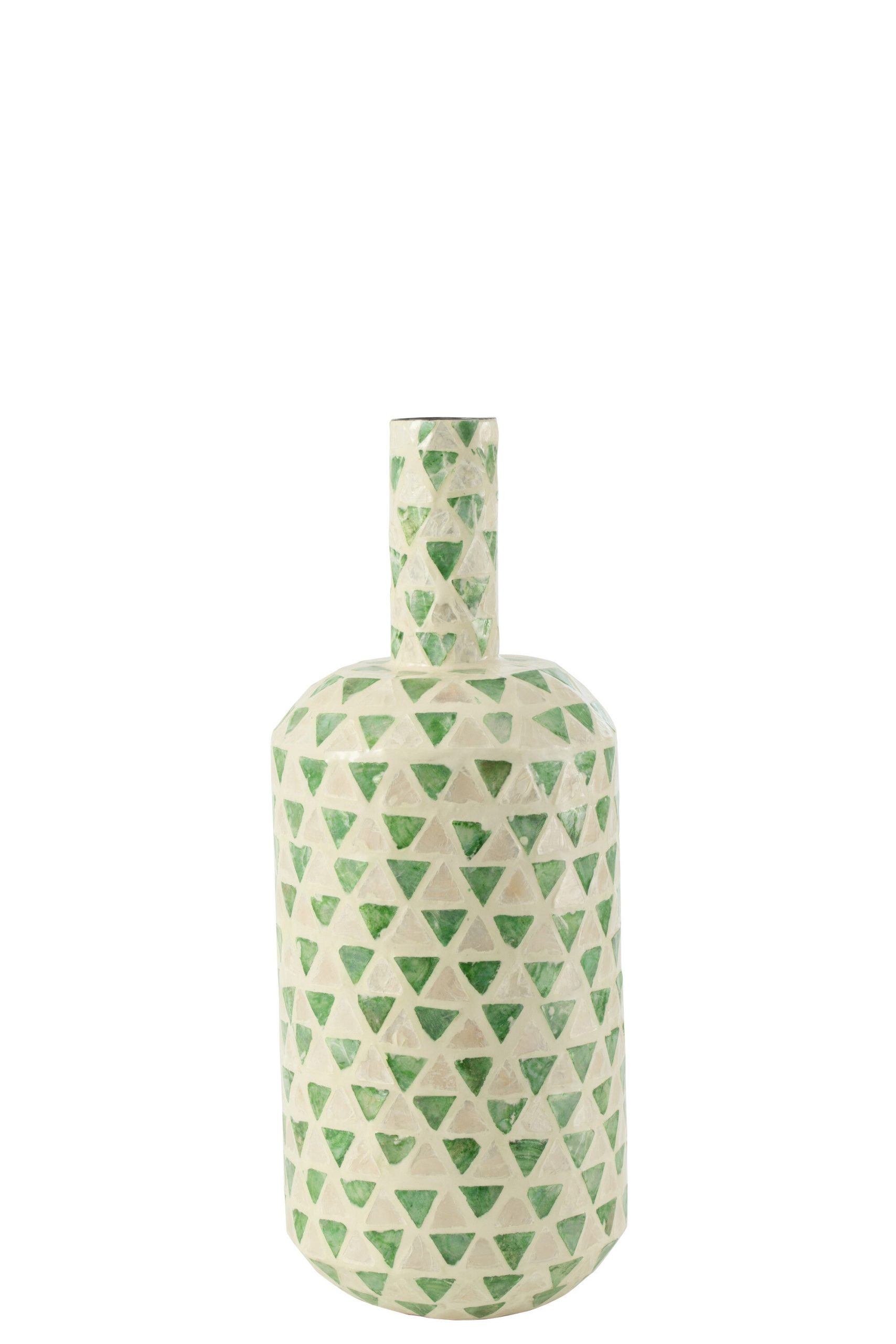 J-Line vaas Nuye Druppel - schelpen/papier - groen - 52.5 cm hoog