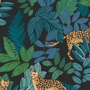 Envy Vliesbehang – Cheetin Night – Blauw/Groen/Zwart – 10mx52cm Envy Vliesbehang – Cheetin Night – Blauw/Groen/Zwart – 10mx52cm