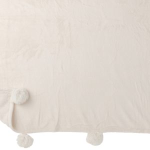 J-Line plaid Pompom – polyester – creme – 170 x 130 cm J-Line plaid Pompom – polyester – creme – 170 x 130 cm