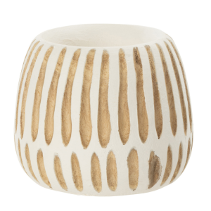 J-Line bloempot Ying – hout – wit – small – Ø 15 cm