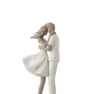 J-Line decoratie Koppel Kussend – polyresin – wit/taupe