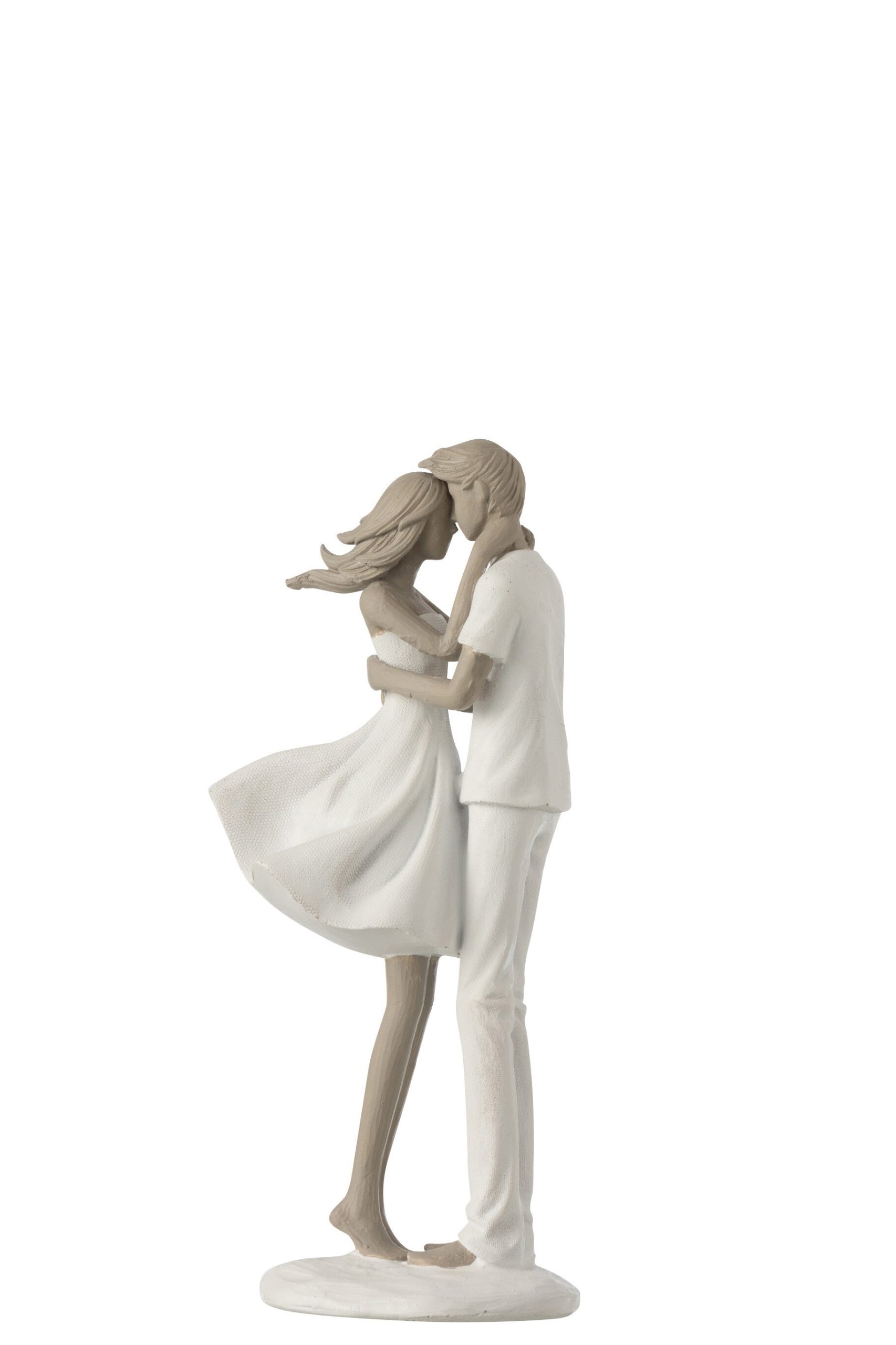 J-Line decoratie Koppel Kussend - polyresin - wit/taupe