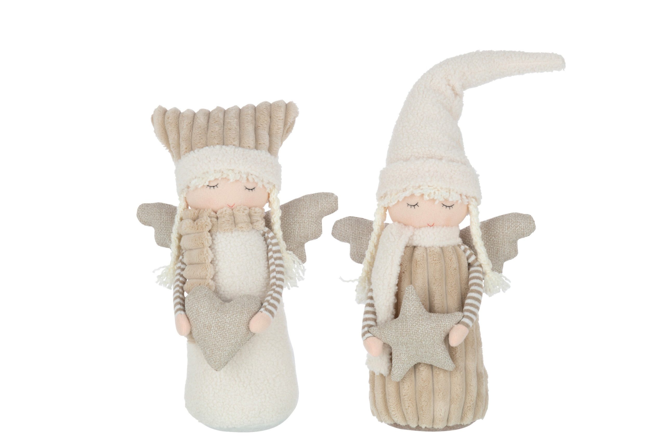 J-Line figuur Jongen En Meisje - texiel - wit/beige - large - 2 stuks