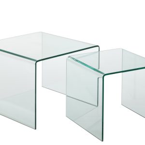 J-Line bijzettafel – glas – transparant – set van 2