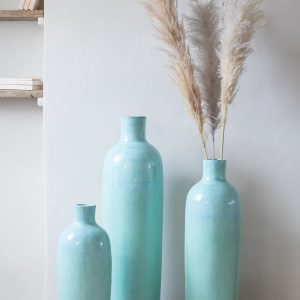 J-Line vaas Justine Terracotta – beton – blauw – medium