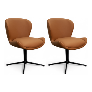 Furnhouse eetkamerstoel Nicklas – Cognacbruin – Leer – Set van 2