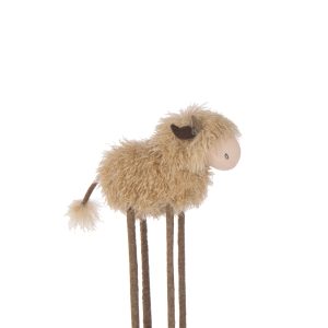 J-Line decoratie Koe Telescopisch – polyester – donkerbruin/beige – sm