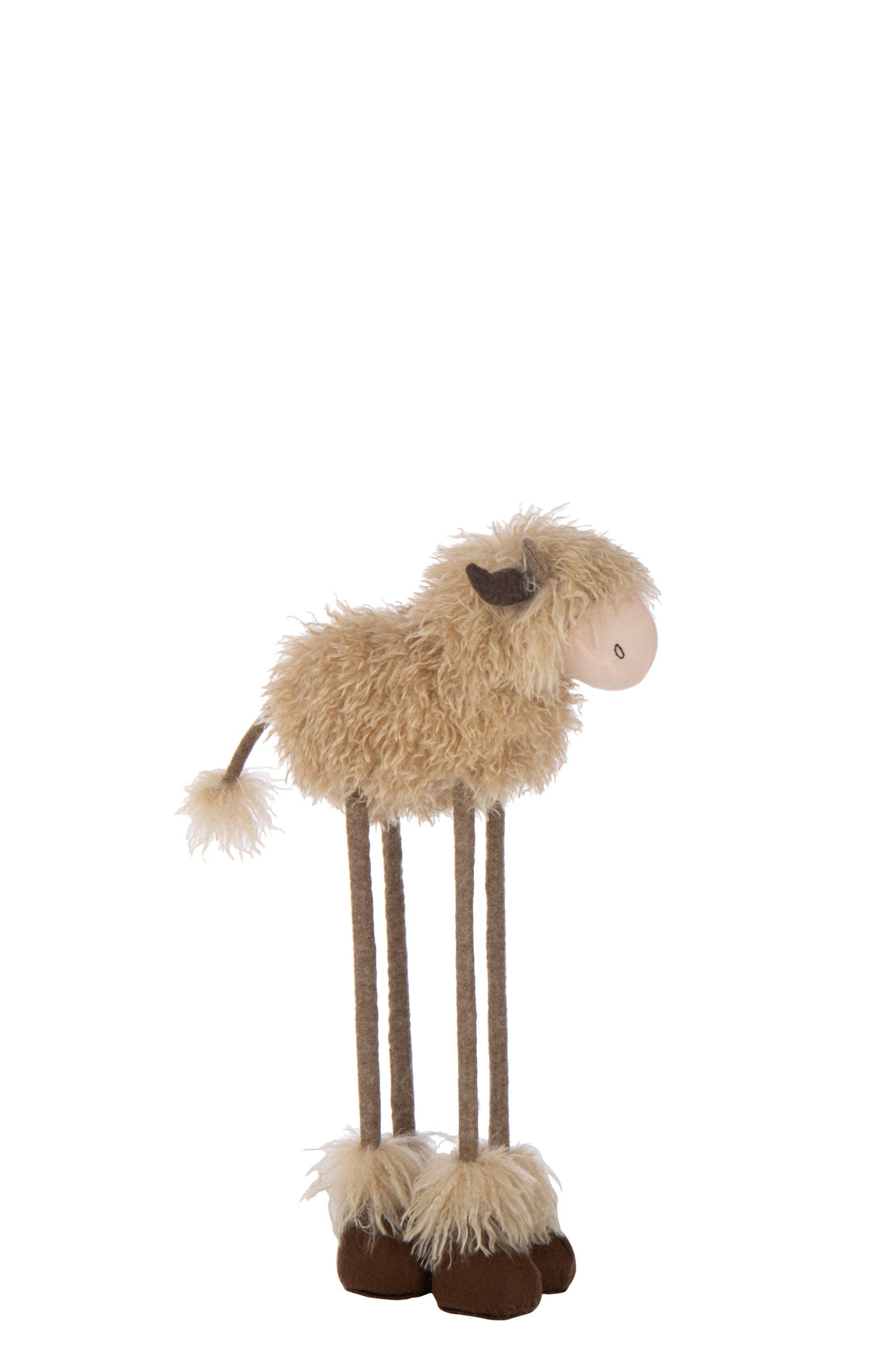 J-Line decoratie Koe Telescopisch - polyester - donkerbruin/beige - sm