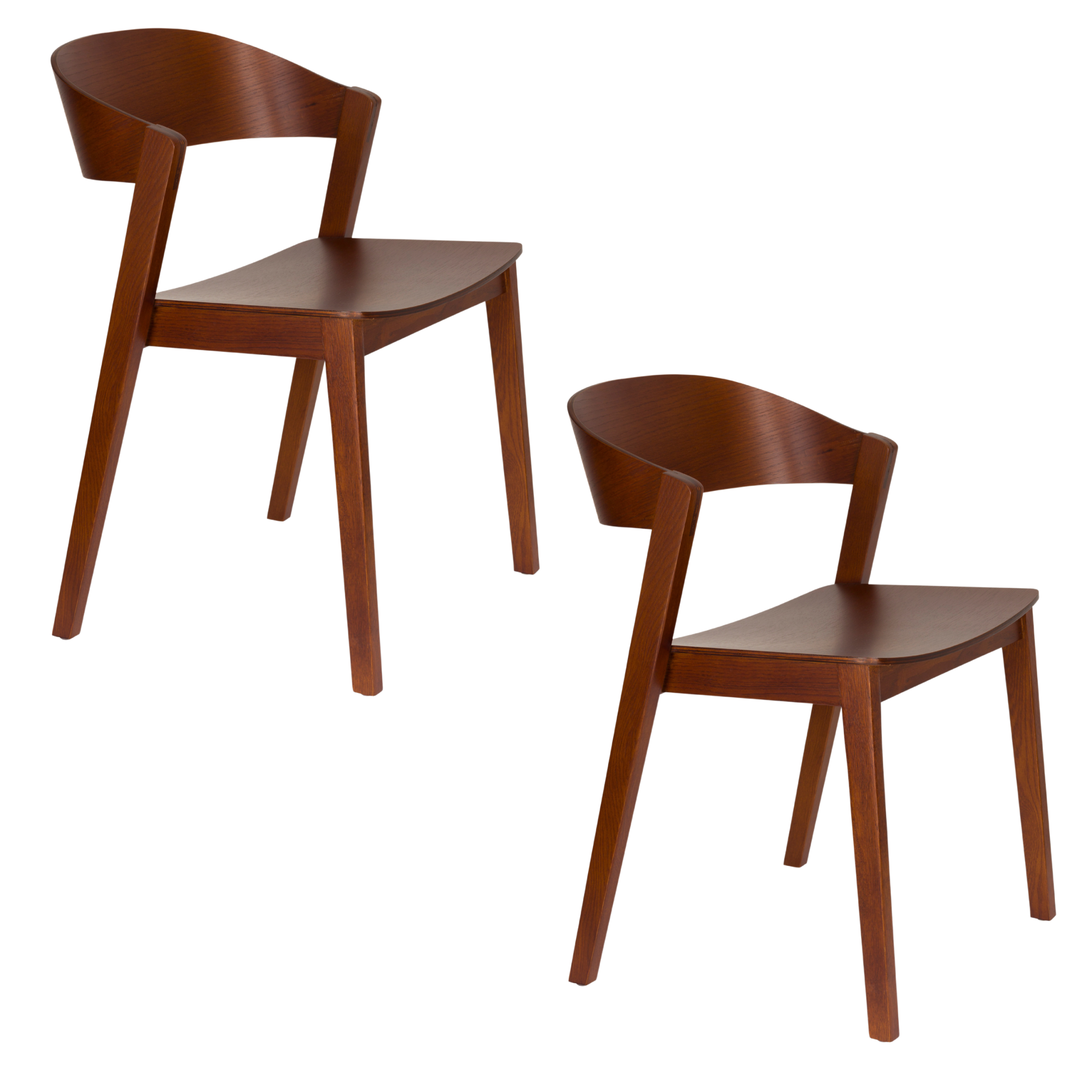 Housecraft Living Wooz Eetkamerstoelen Eikenhout Walnoot Bruin - Set v