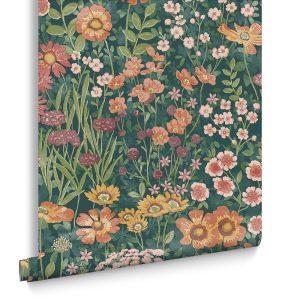 Graham & Brown Vliesbehang – Wallflower Emerald – Groen