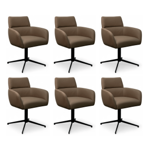 Furnhouse eetkamerstoelen armleuning Marco – Taupe – Leer – Set van 6 Furnhouse eetkamerstoelen armleuning Marco – Taupe – Leer – Set van 6