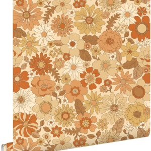 ESTAhome behang retro bloemen oranje – 53 cm x 10.05 m – 130963 ESTAhome behang retro bloemen oranje – 53 cm x 10.05 m – 130963