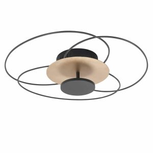 Highlight plafondlamp Fiore – 1 lichts – 52 x 12 cm – zwart – mat goud